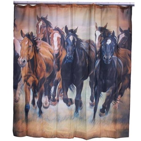 Dlc DLC 62015 Traveling Team Rustic Galloping Horses Fabric Shower Curtain - 0.1 x 70.75 x 70.75 in. 62015 - main